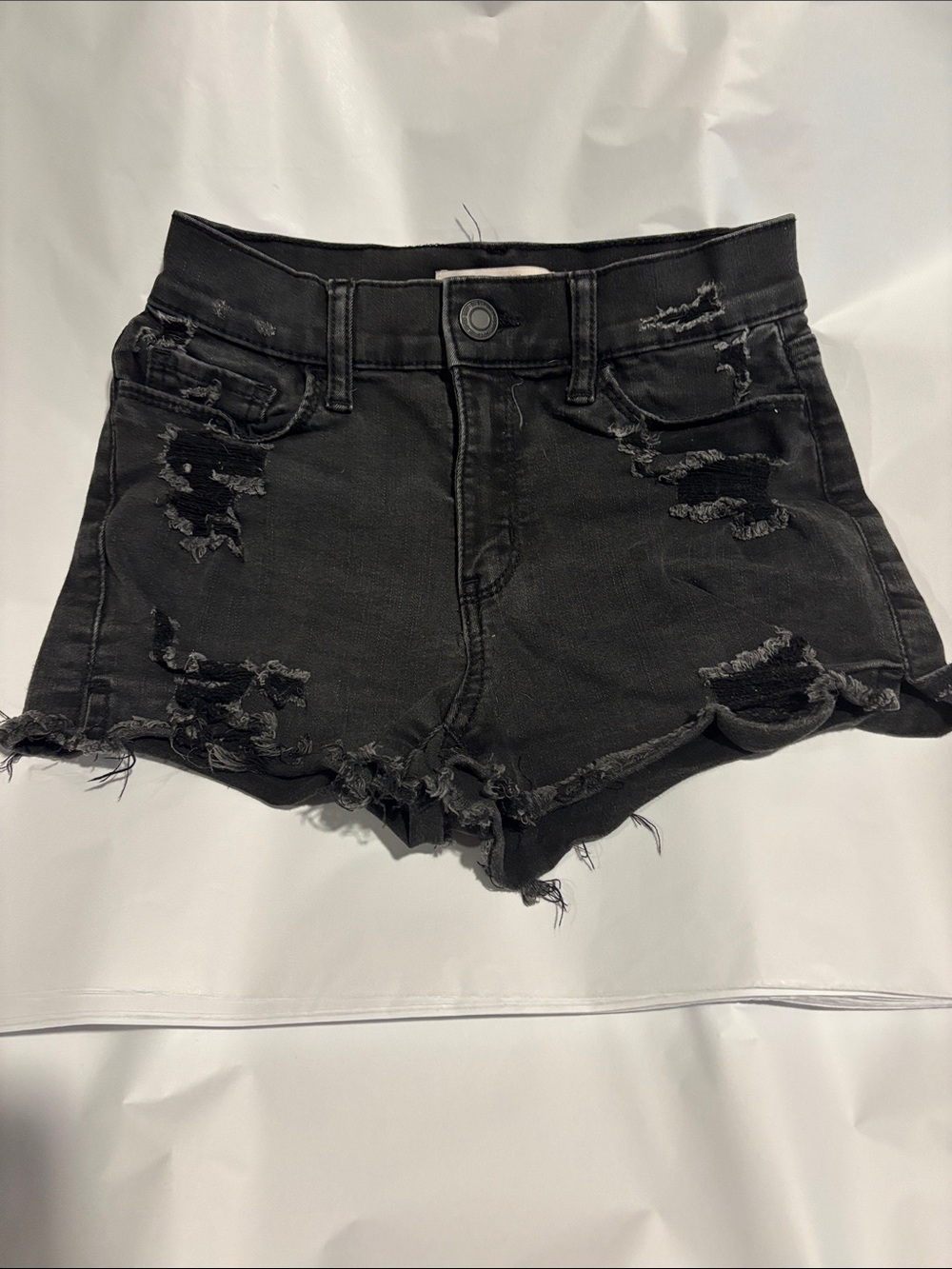 SO Black Ripped High-Rise Denim Shorts